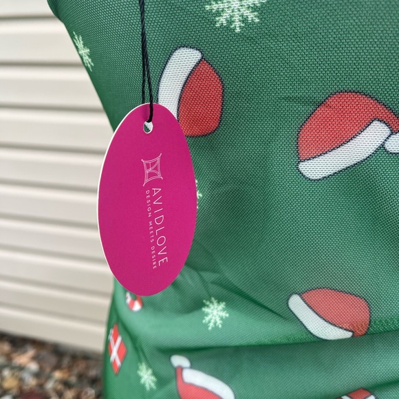 NWT Green Christmas Print Lingerie Santa Lace Babydoll Chemise Sleepwear - Picture 11 of 13